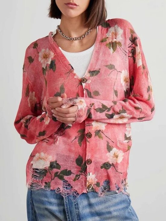 R13 Sweaters - R13 NWOT Floral Boyfriend Distressed Cardigan S